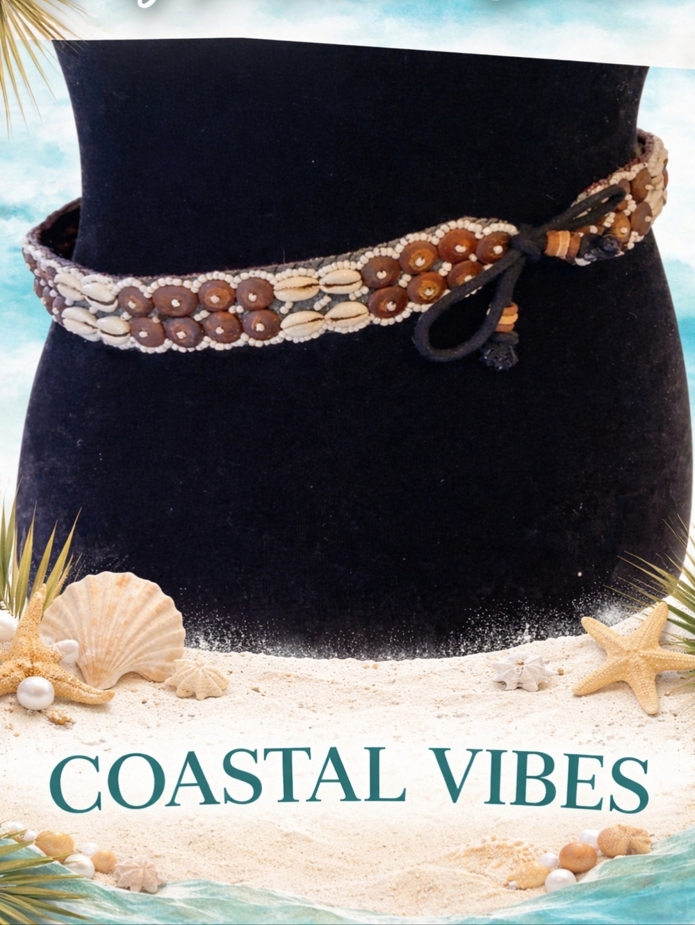 Puka‎ shell hand crafted belt S.M NWOT